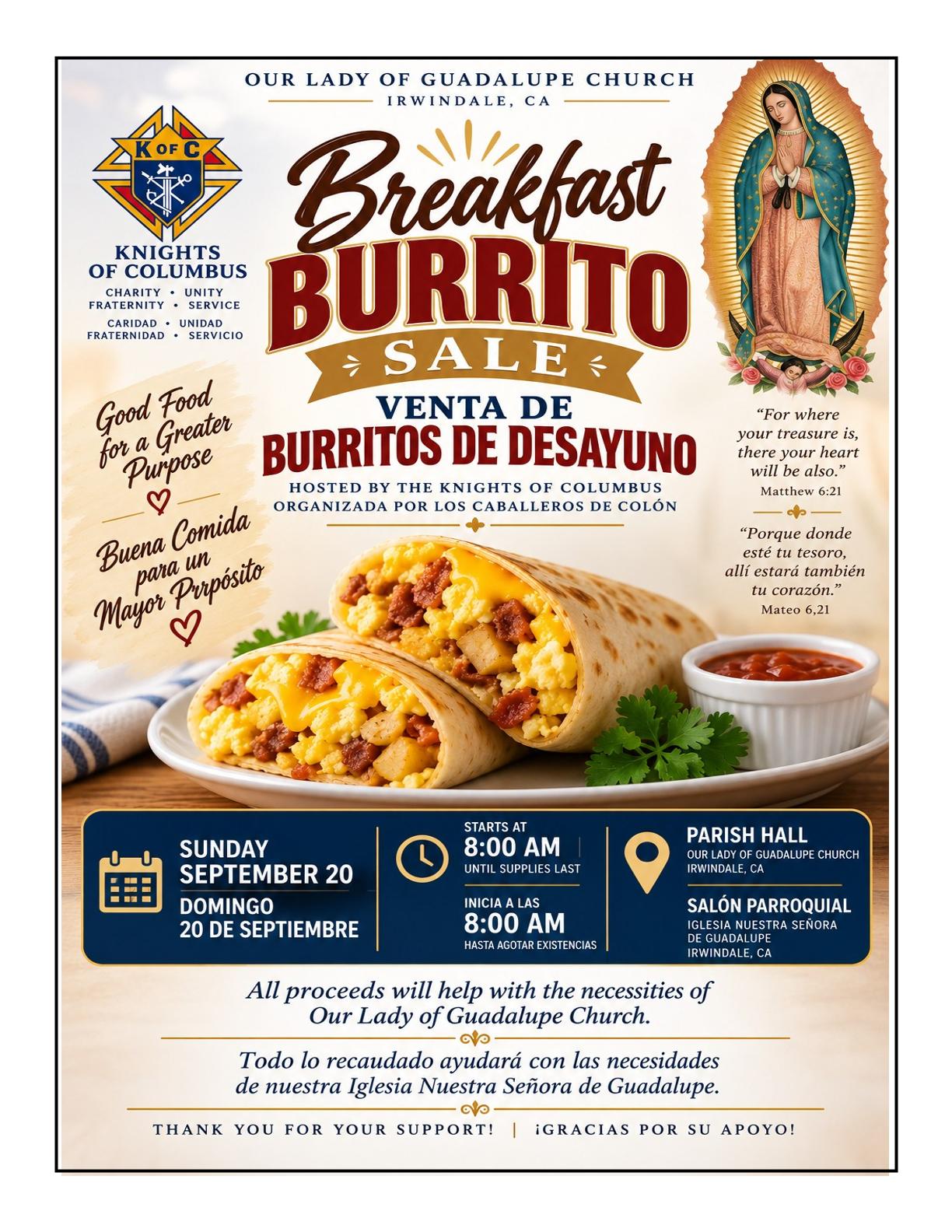 Breakfast Burrito Sale